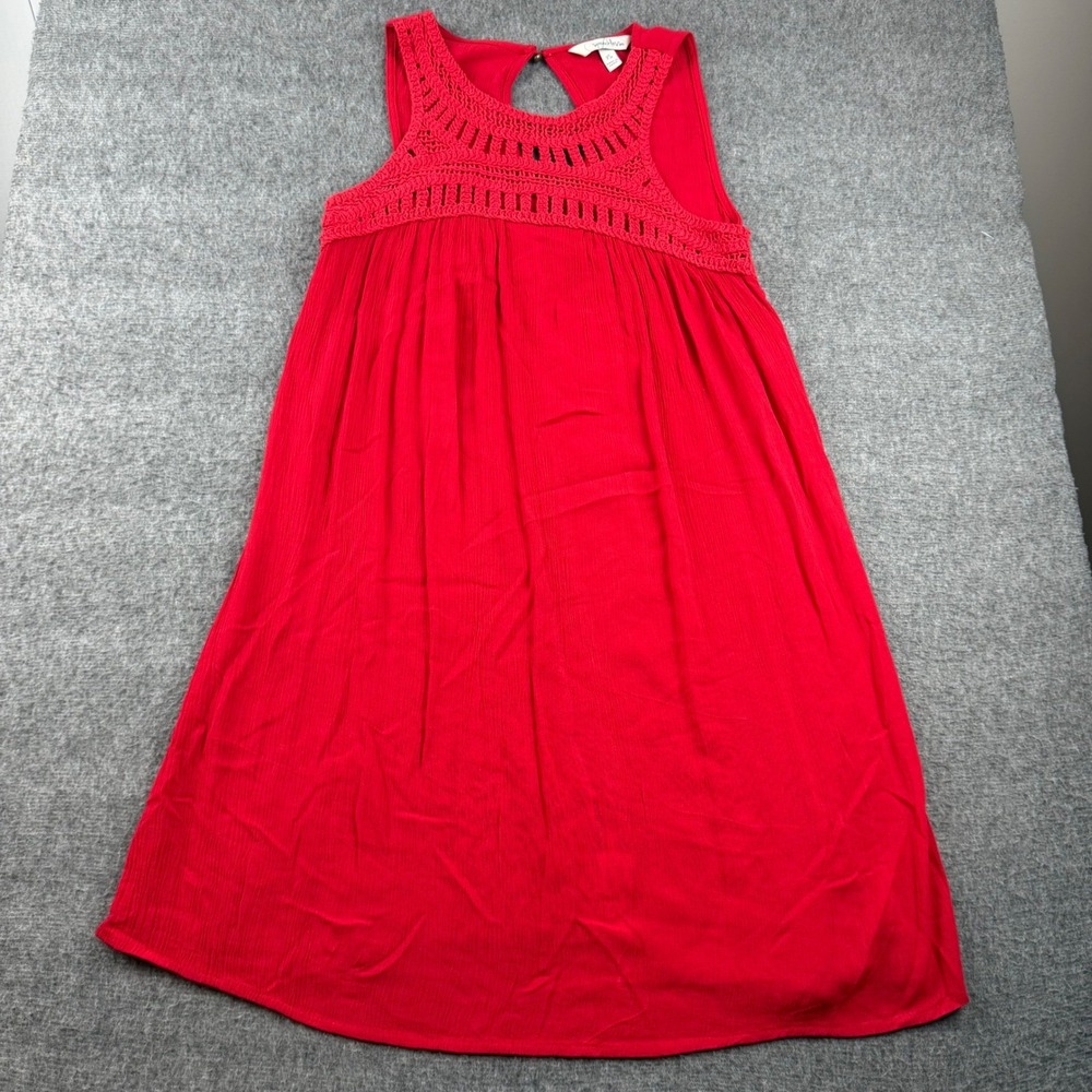 Speechless Mini Dress Women's XS Red Crochet Lace Neck Keyhole Back Rayon Summer